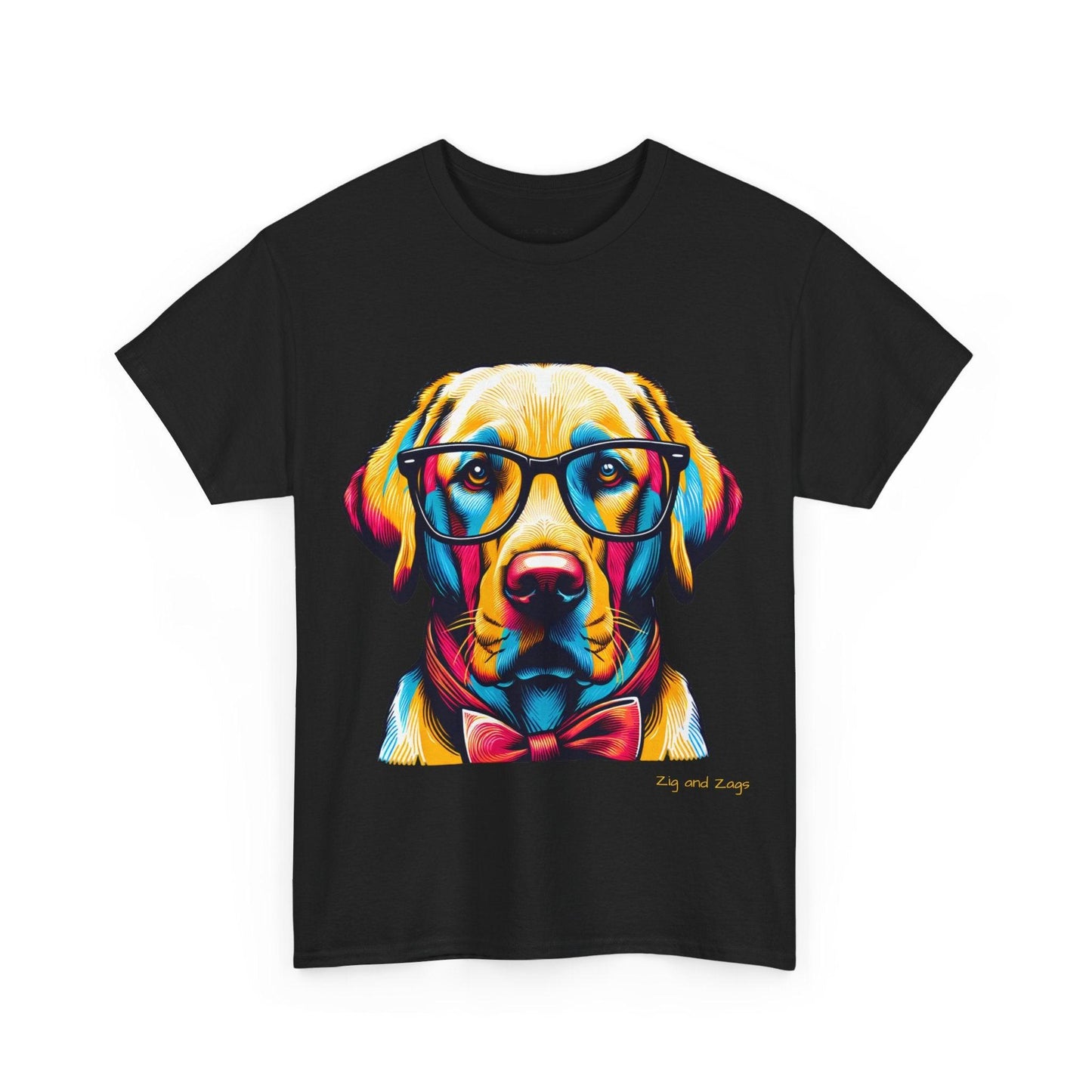 Labrador Retriever Wearing Glasses Pop Art Heavy Cotton Tee