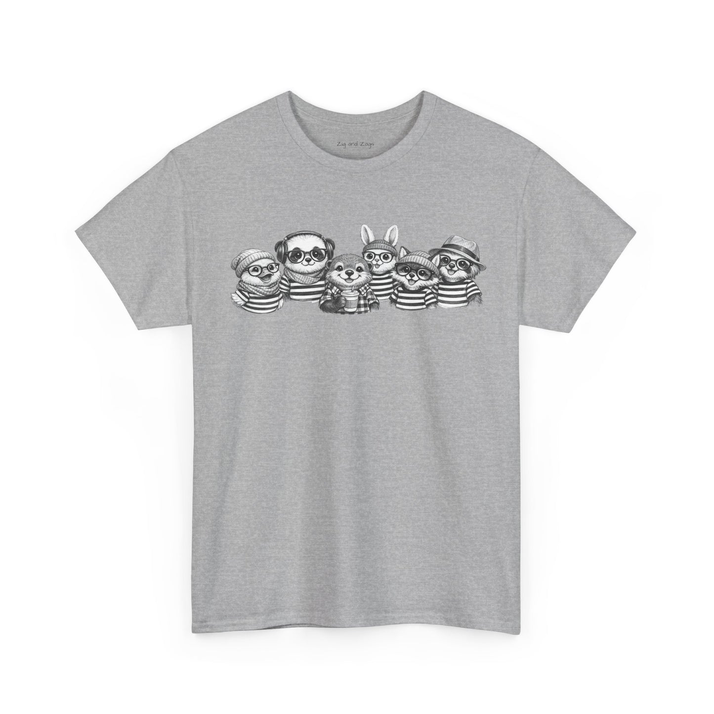 Hipster Animal Graphic Tee | Fun Unisex Cotton T‑Shirt | Zig and Zags