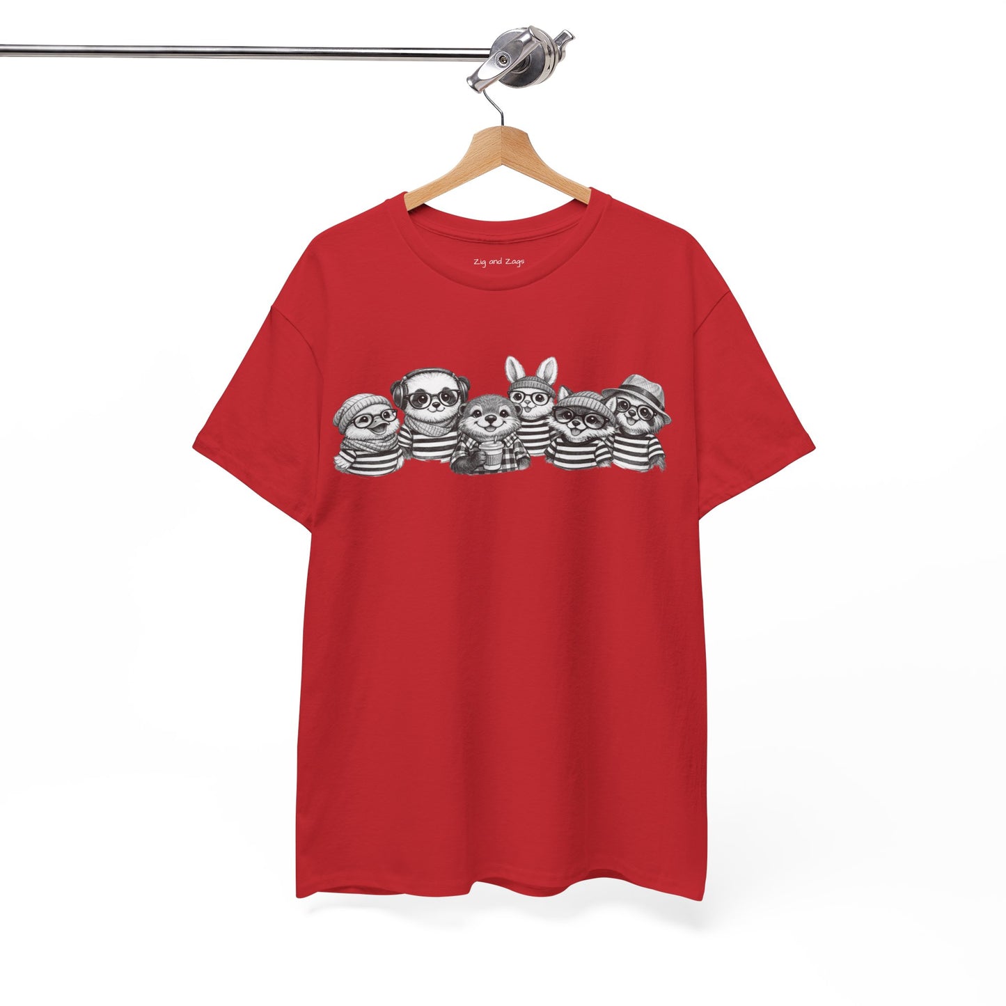 Hipster Animal Graphic Tee | Fun Unisex Cotton T‑Shirt | Zig and Zags