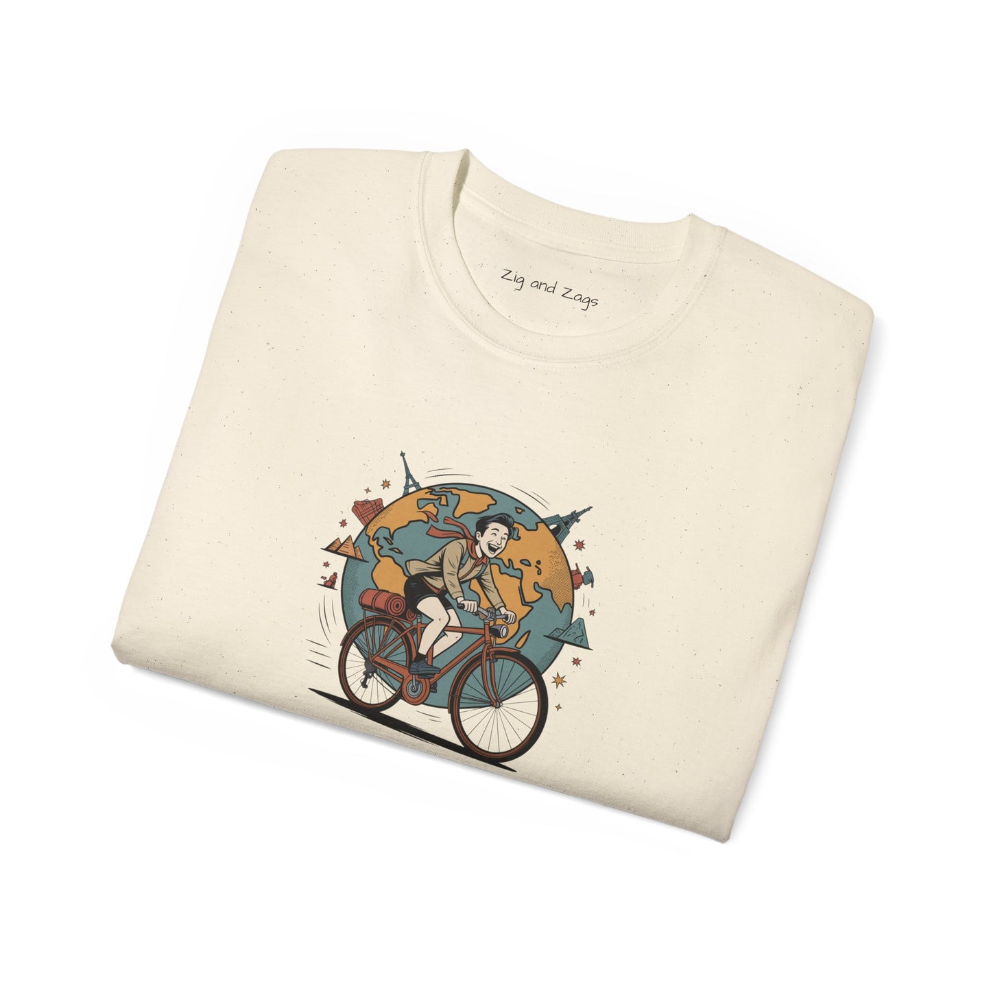 Earth Hugging Planet Graphic Tee — Cute Planet with Orbiting Ring