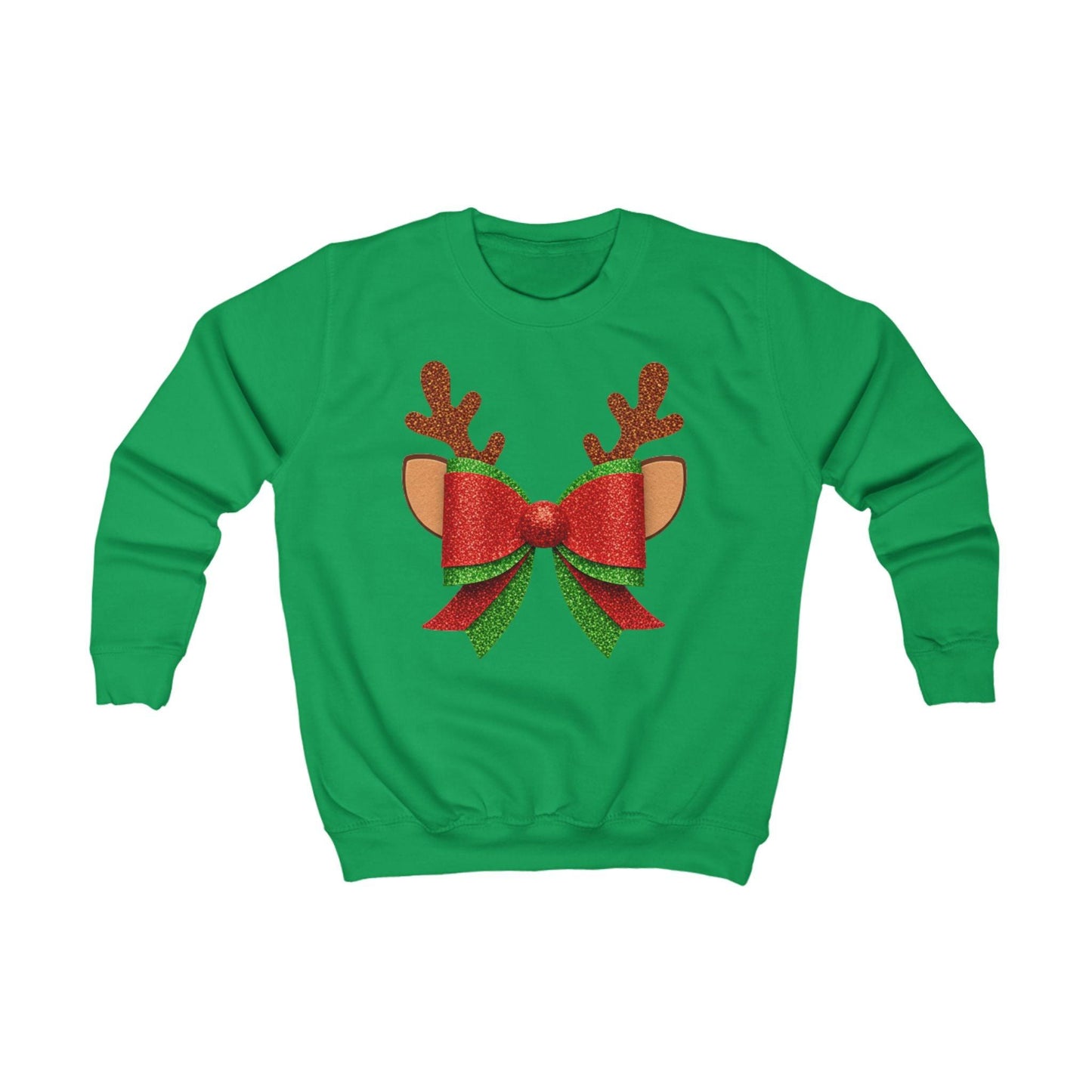 Christmas Reindeer Bow Kids Sweatshirt