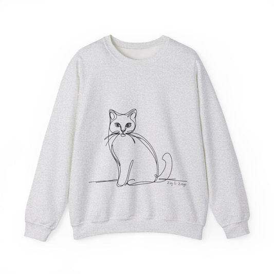 Line Art Cat Drawing Print Unisex Sweatshirt