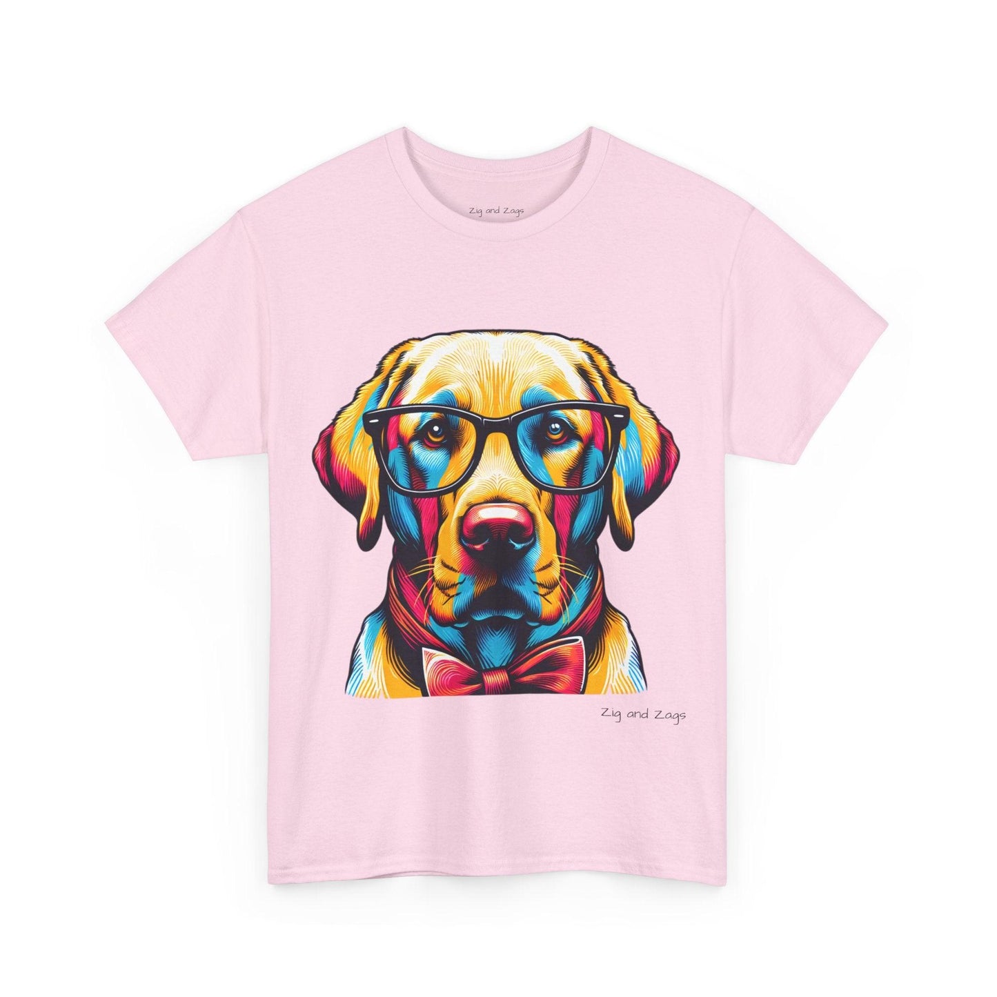 Labrador Retriever Wearing Glasses Pop Art Heavy Cotton Tee