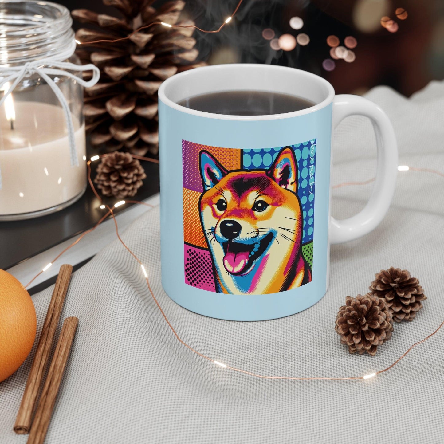 Shiba Dad Blue and White Ceramic Mug