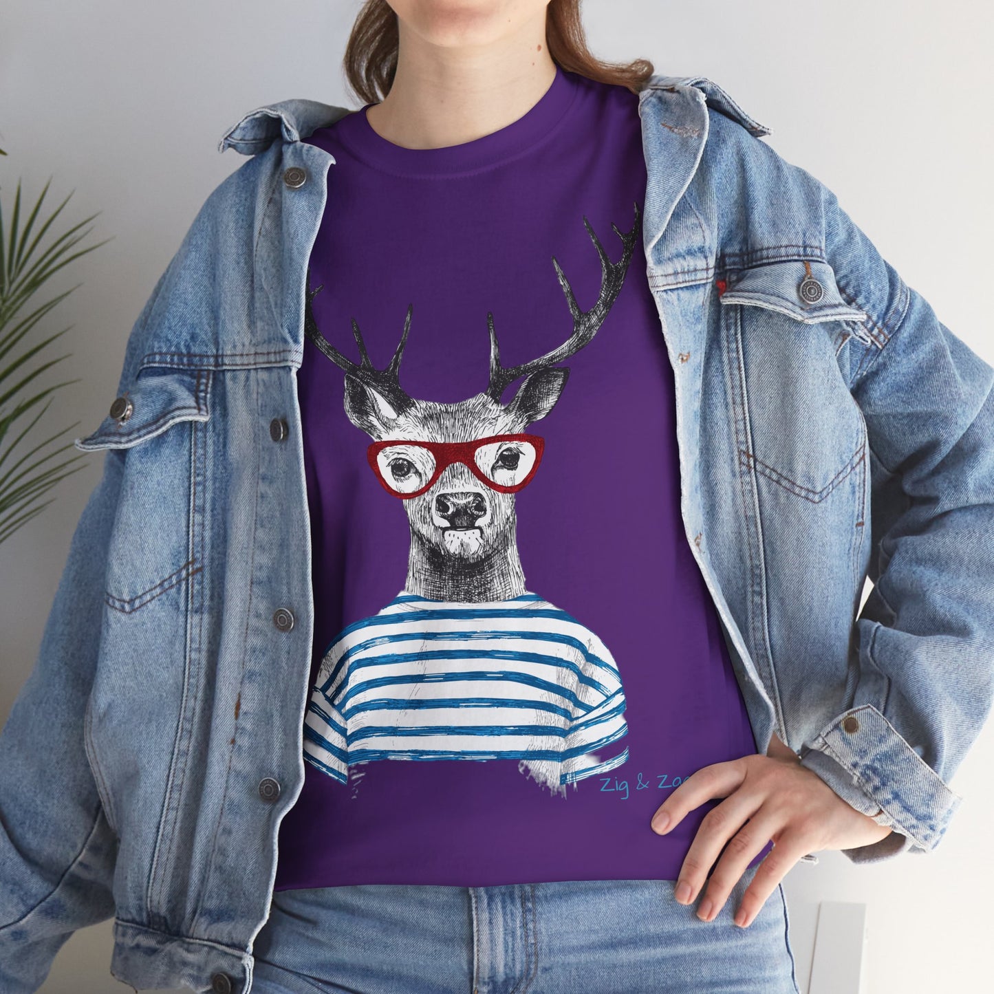 Wild & Free Stag Wearing Glasses Cotton Tee