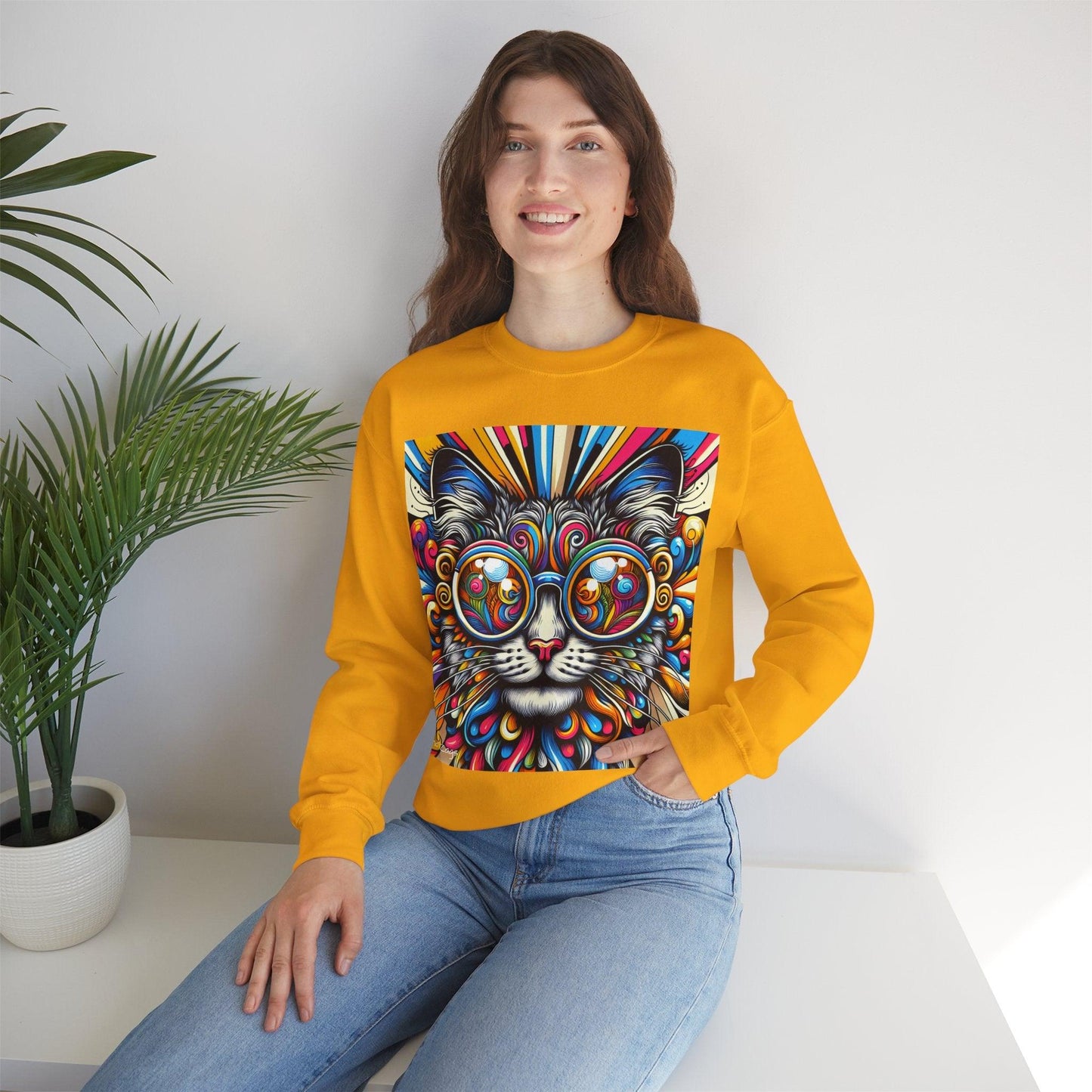 Cool Cat wearing Glasses Pop Art Unisex Sweatshirt