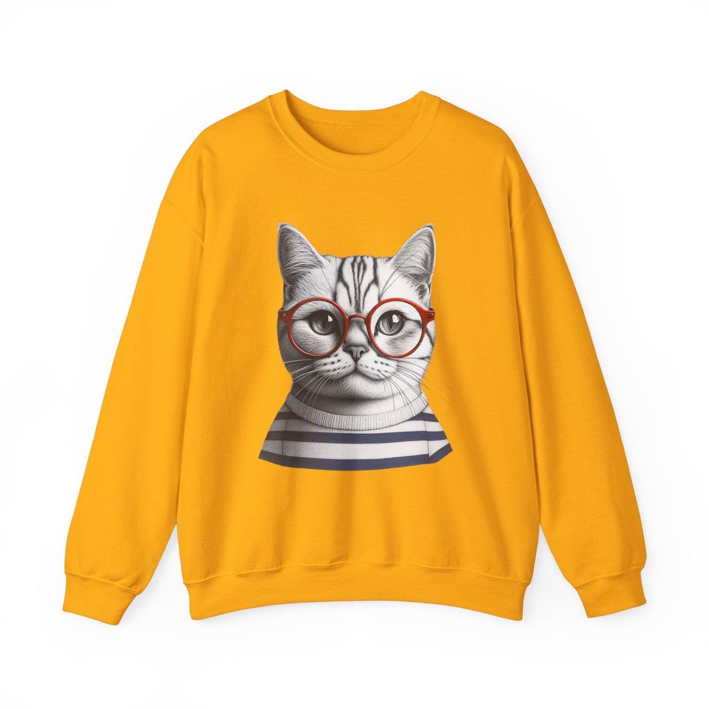 Cosy Cat wearing Glasses Unisex Heavy Blend Crewneck Sweatshirt