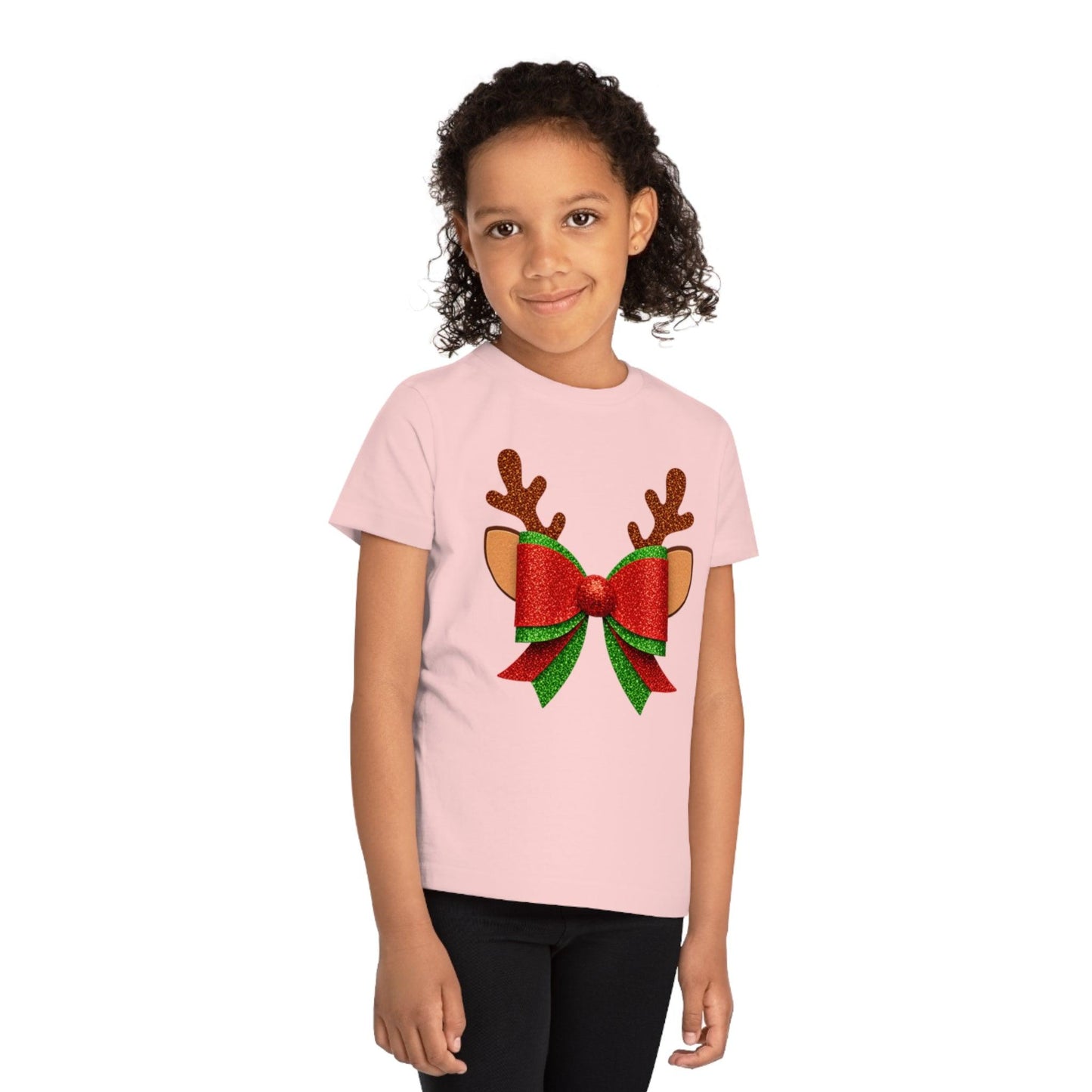 Christmas Bow Reindeer Kids T-Shirt