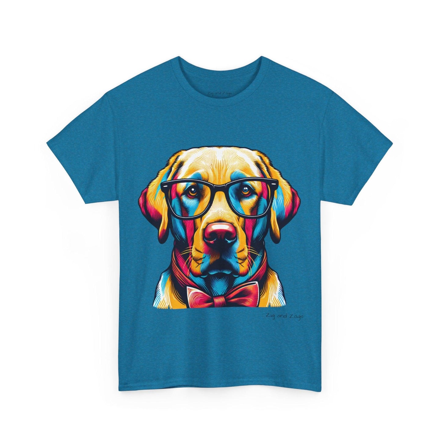 Labrador Retriever Wearing Glasses Pop Art Heavy Cotton Tee