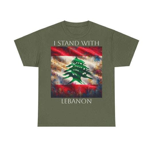 Lebanon Flag Heavy Cotton Tee - Lebanon Charity Donation