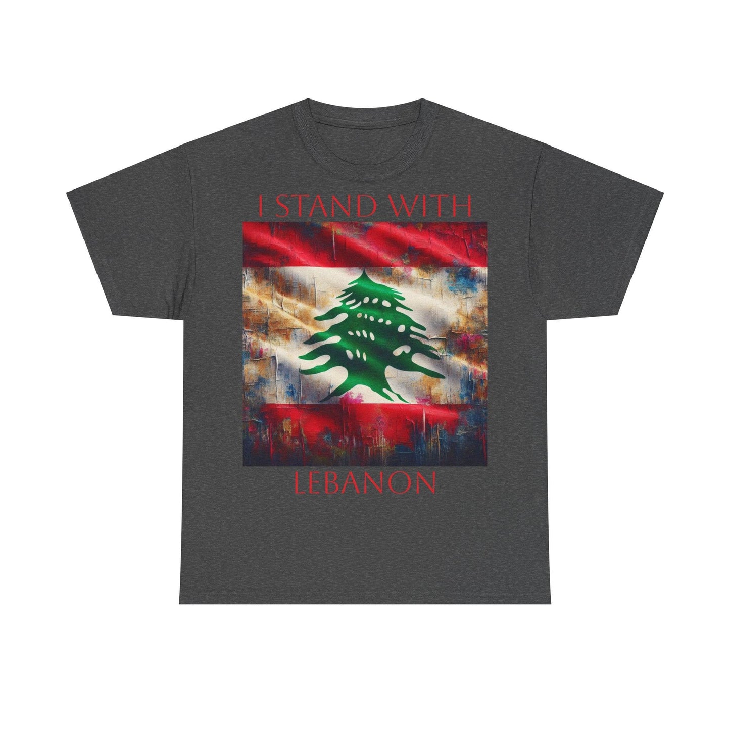 Lebanon Flag Heavy Cotton Tee - Lebanon Charity Donation