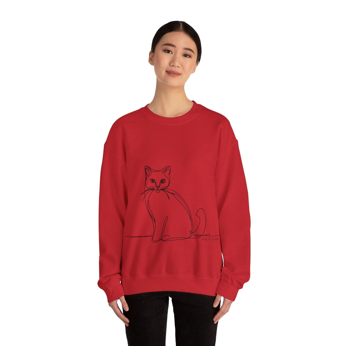 Line Art Cat Drawing Print Unisex Sweatshirt