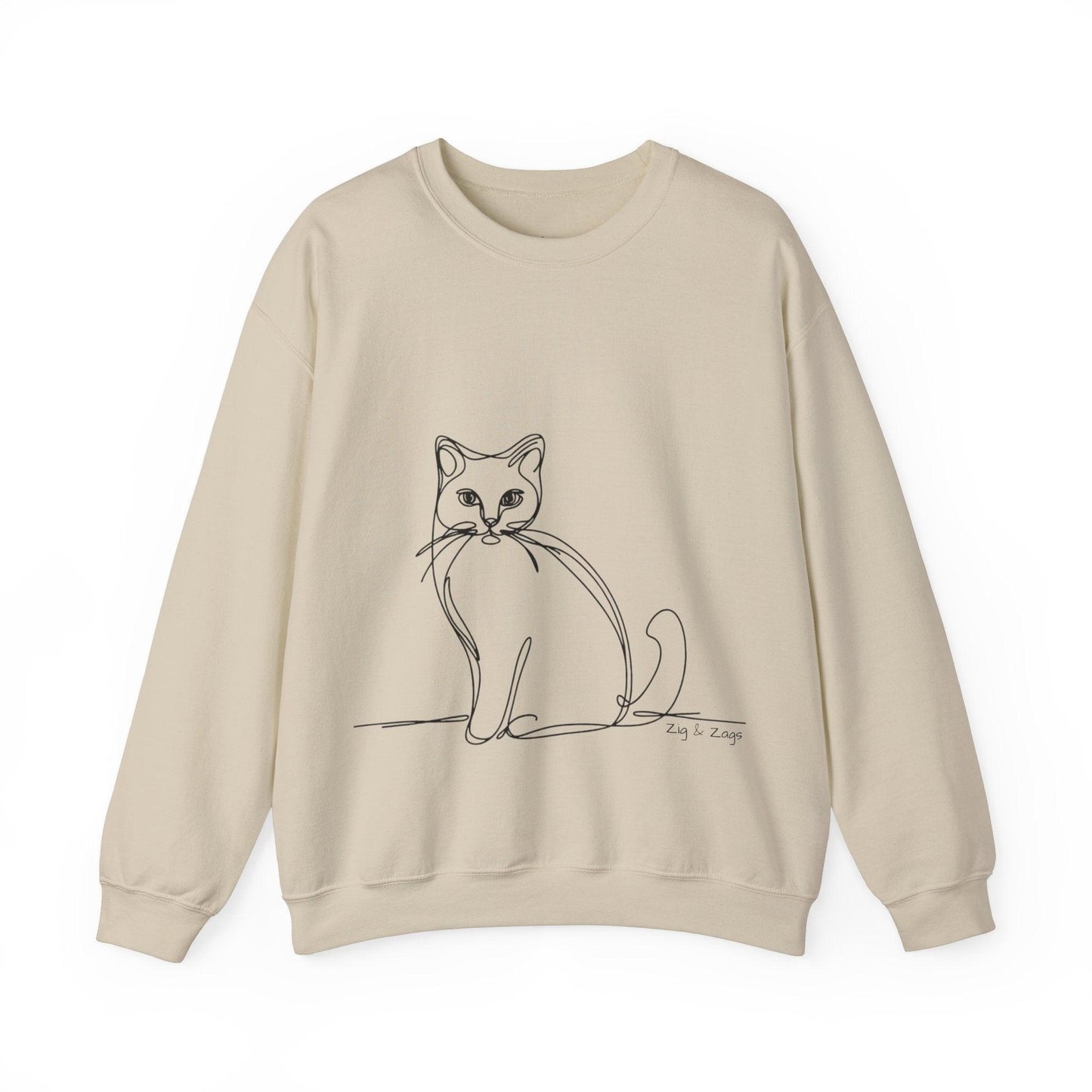 Line Art Cat Drawing Print Unisex Sweatshirt