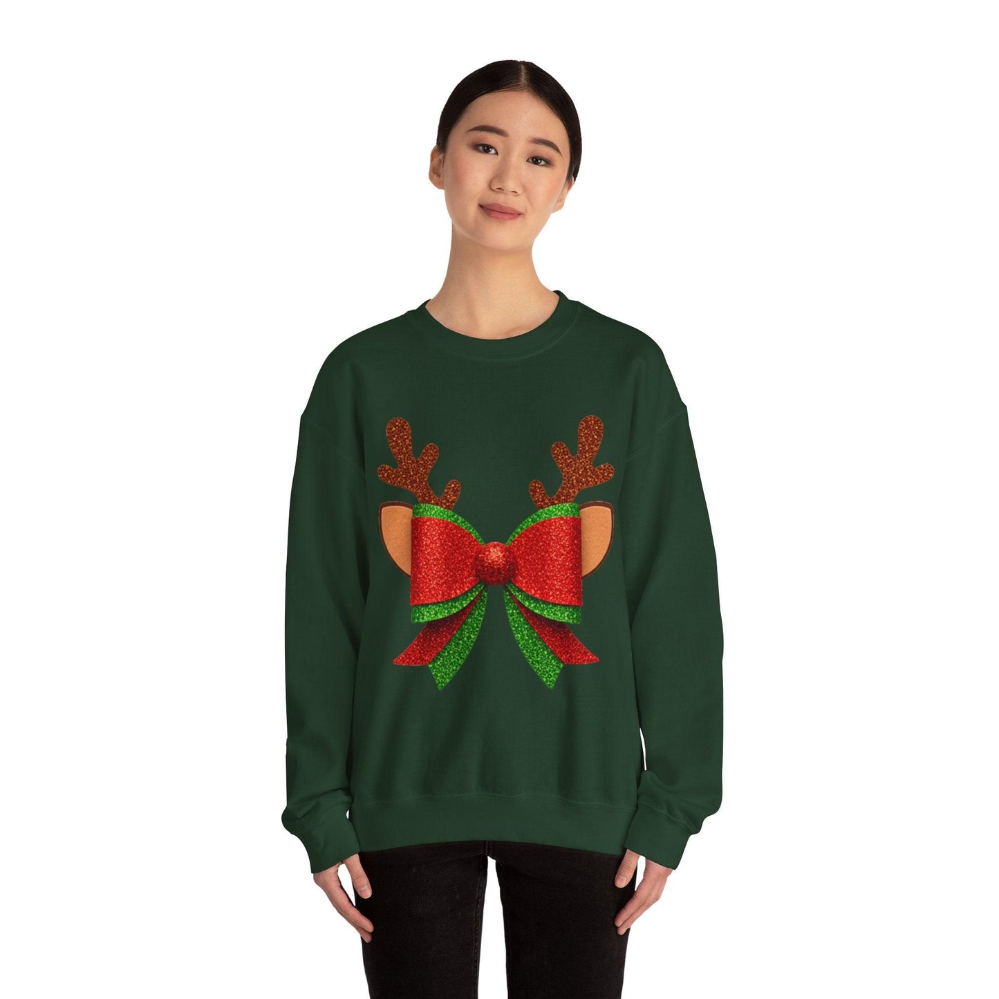 Christmas Reindeer Bow Unisex Sweatshirt