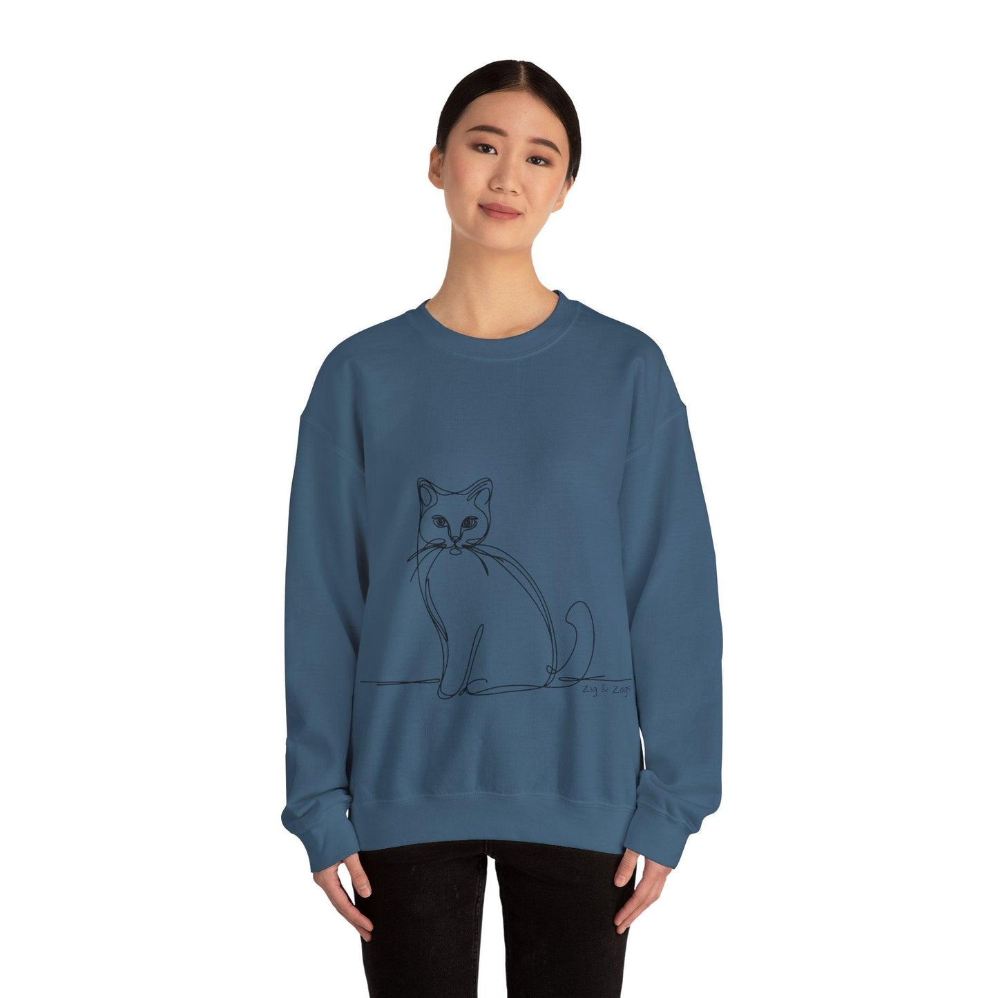 Line Art Cat Drawing Print Unisex Sweatshirt