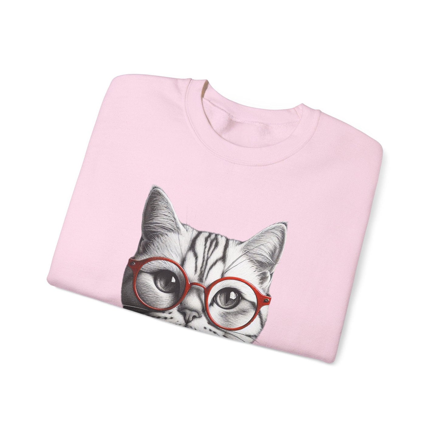 Cosy Cat wearing Glasses Unisex Heavy Blend Crewneck Sweatshirt