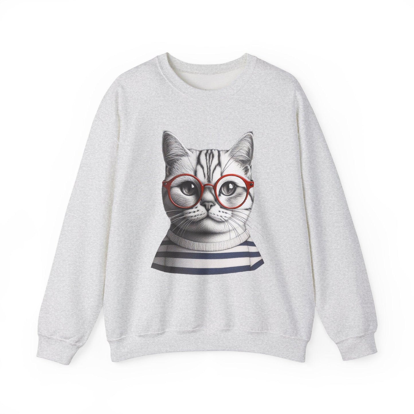 Cosy Cat wearing Glasses Unisex Heavy Blend Crewneck Sweatshirt