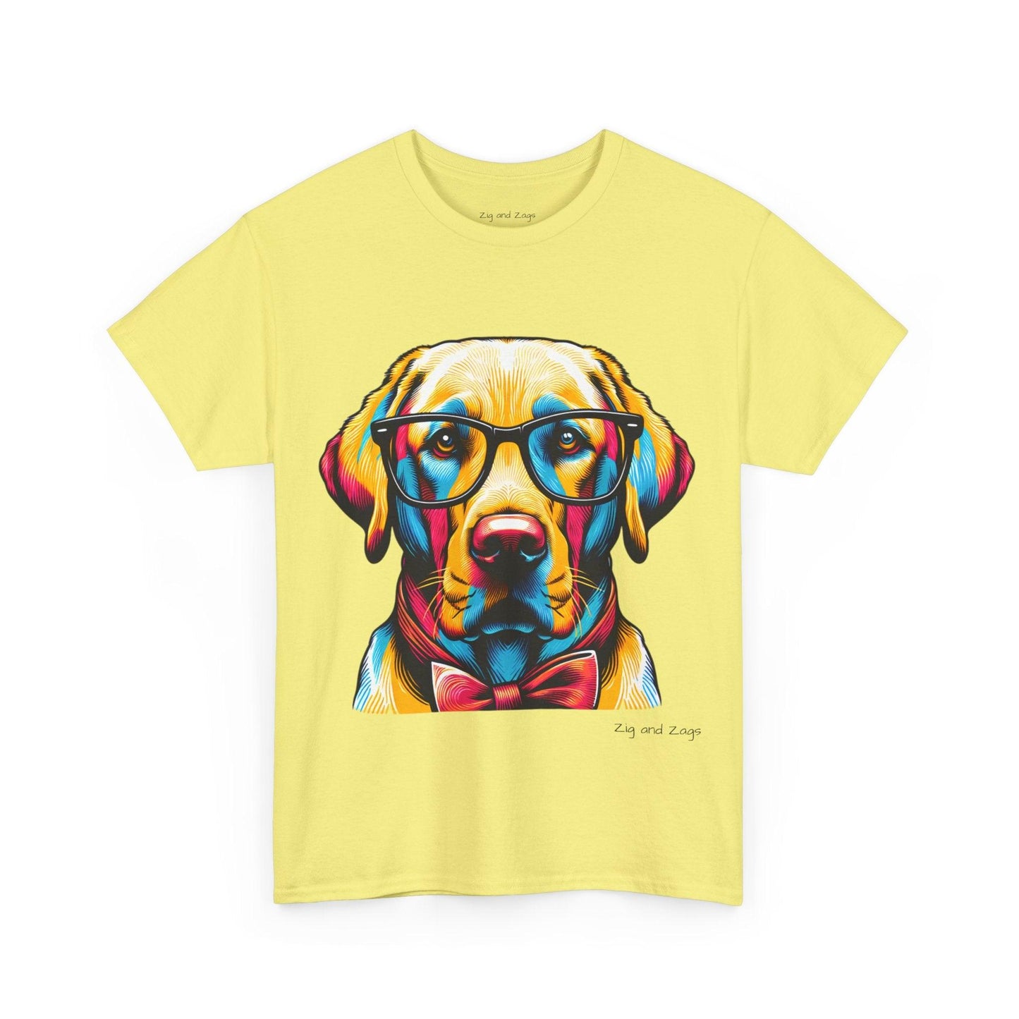 Labrador Retriever Wearing Glasses Pop Art Heavy Cotton Tee