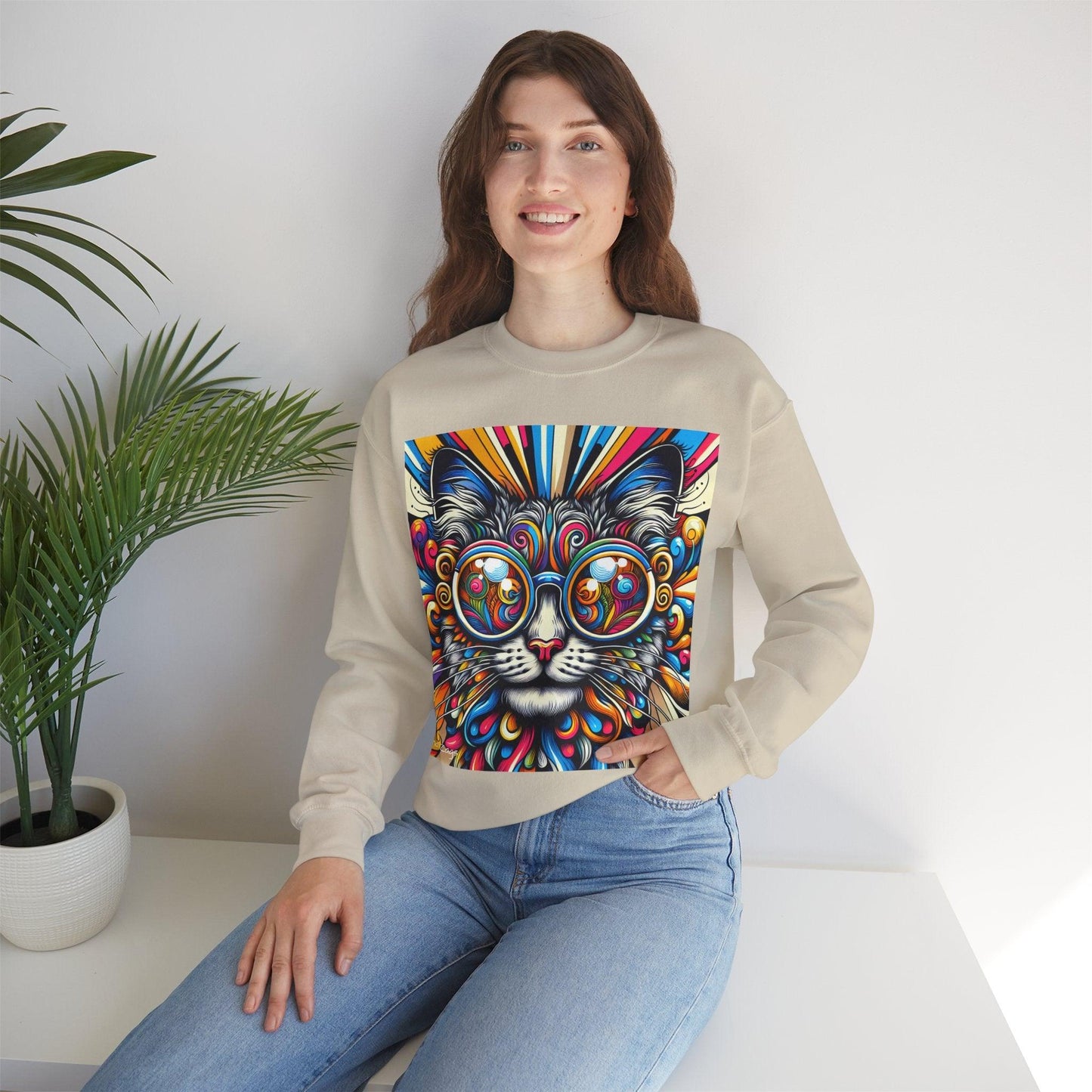 Cool Cat wearing Glasses Pop Art Unisex Sweatshirt