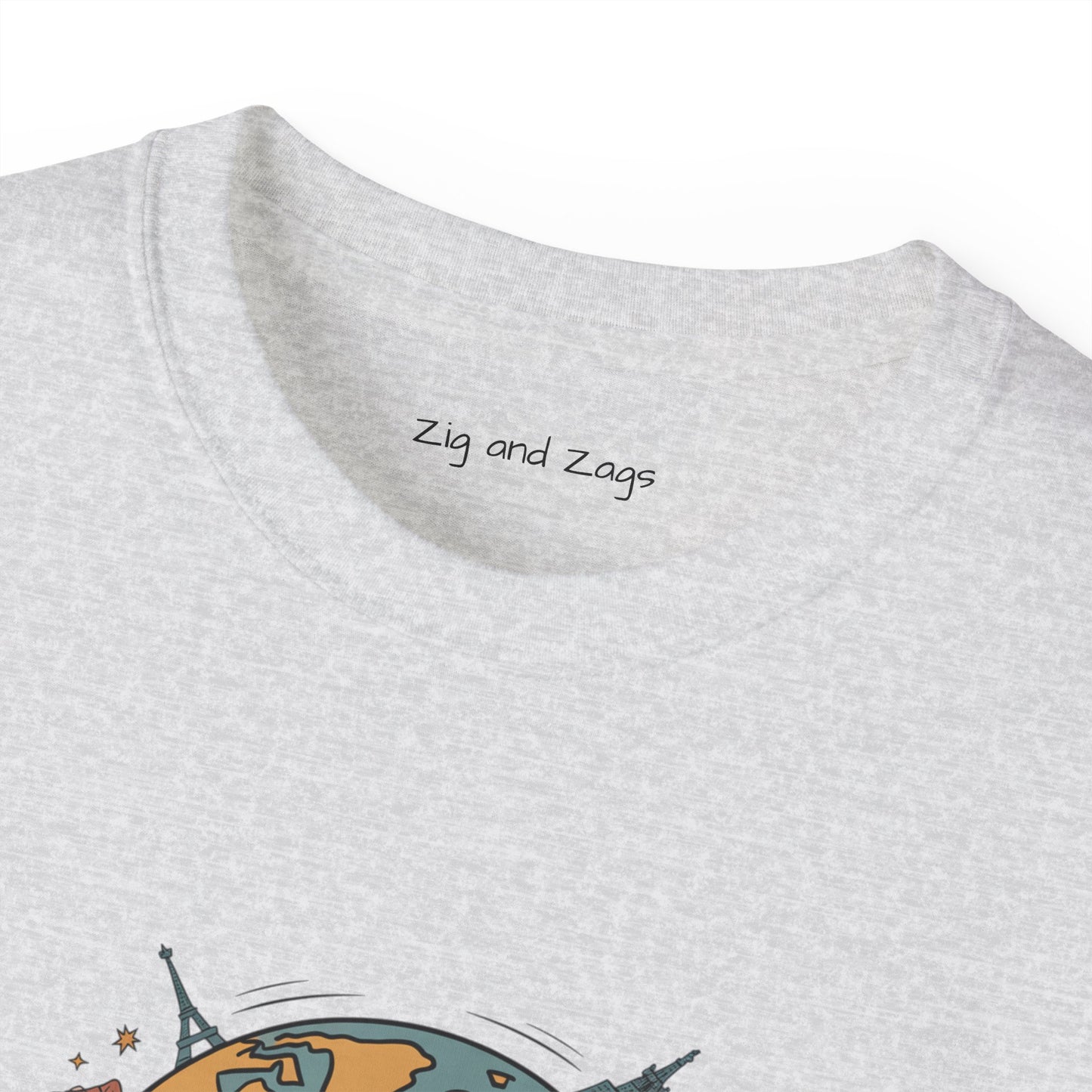 Earth Hugging Planet Graphic Tee — Cute Planet with Orbiting Ring