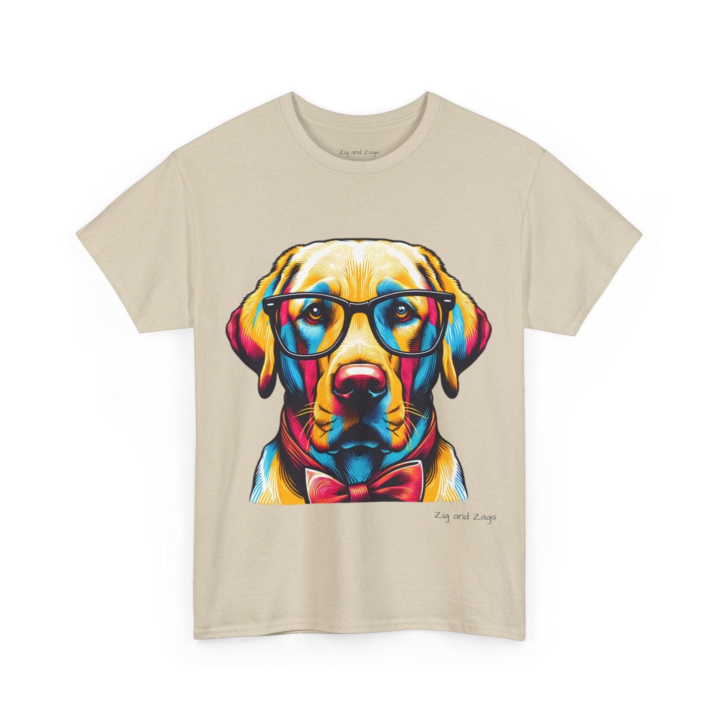 Labrador Retriever Wearing Glasses Pop Art Heavy Cotton Tee