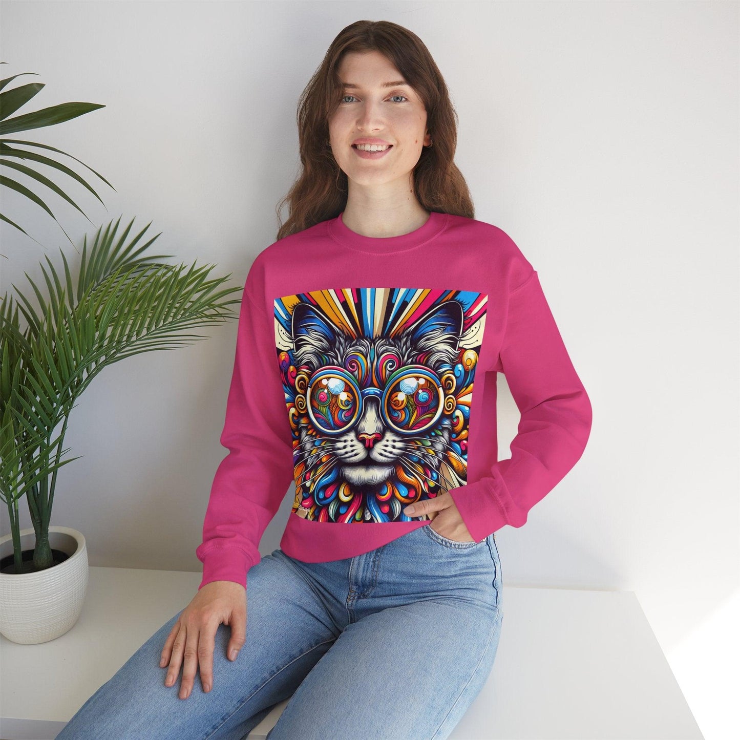 Cool Cat wearing Glasses Pop Art Unisex Sweatshirt