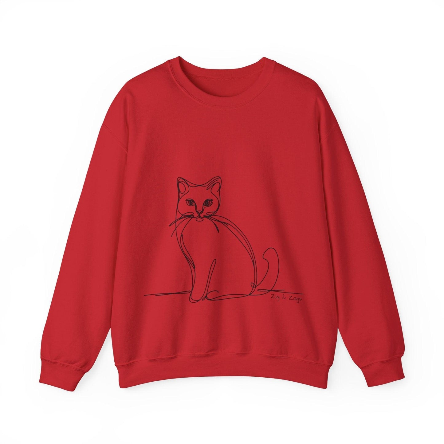 Line Art Cat Drawing Print Unisex Sweatshirt