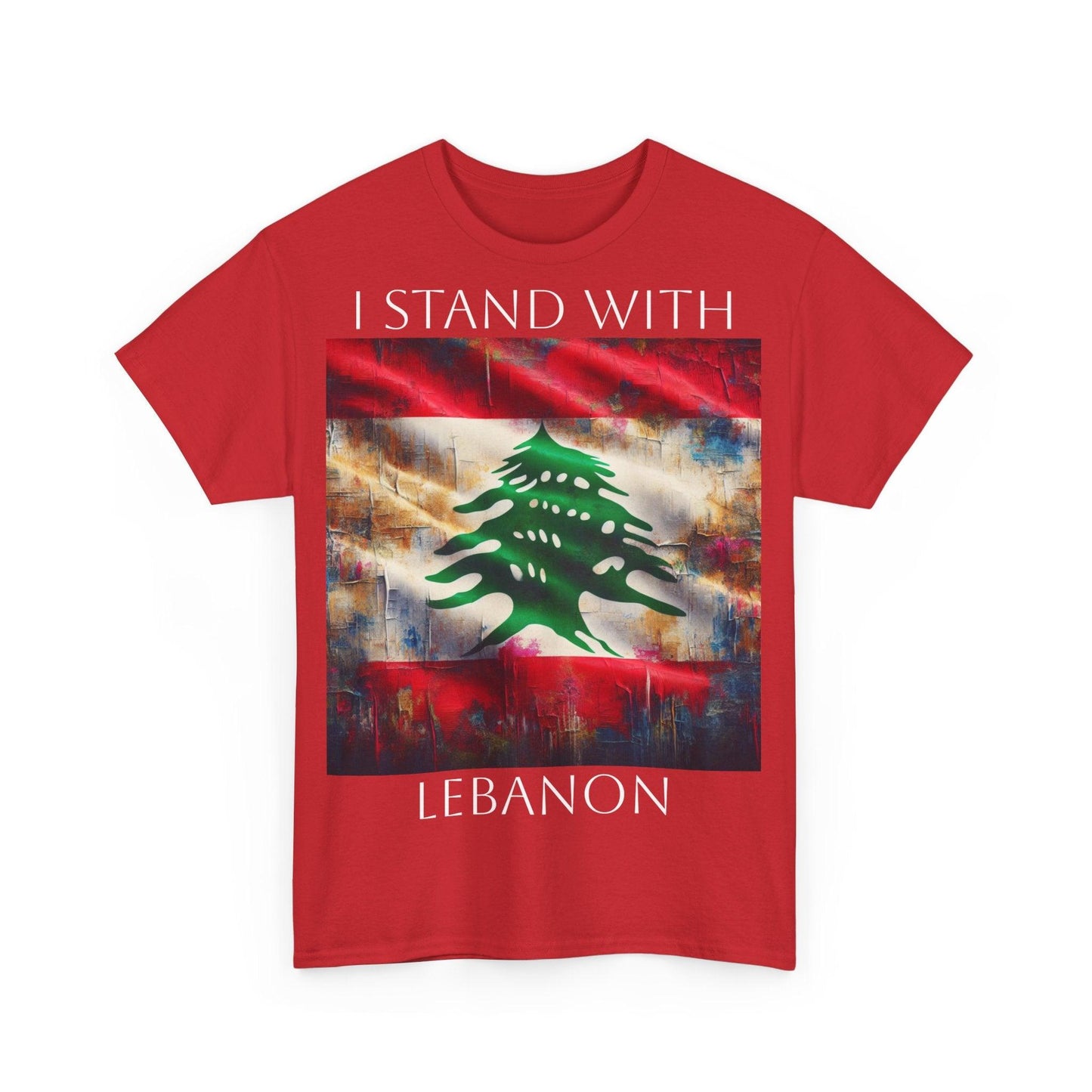 Lebanon Flag Heavy Cotton Tee - Lebanon Charity Donation