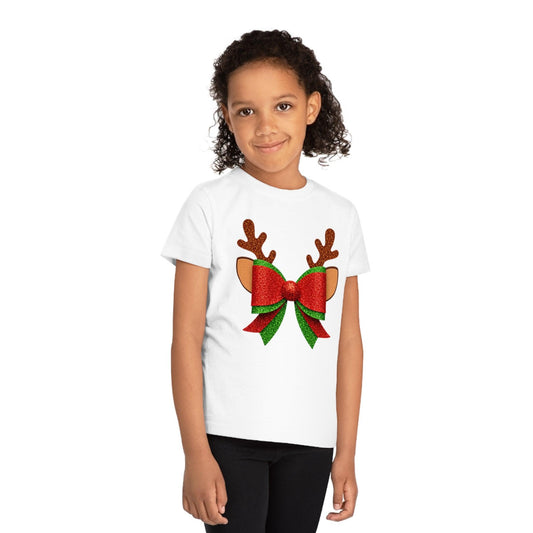 Christmas Bow Reindeer Kids T-Shirt