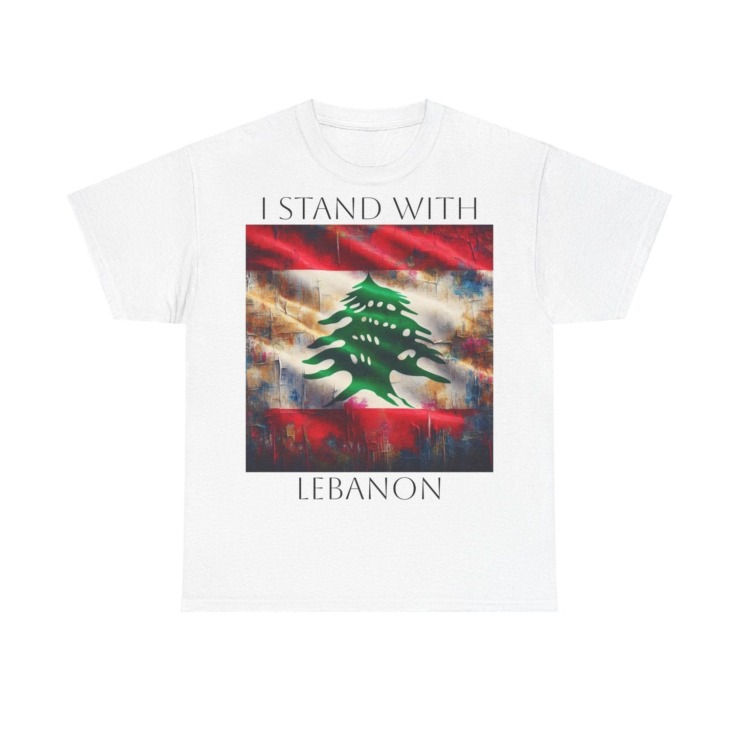 Lebanon Flag Heavy Cotton Tee - Lebanon Charity Donation