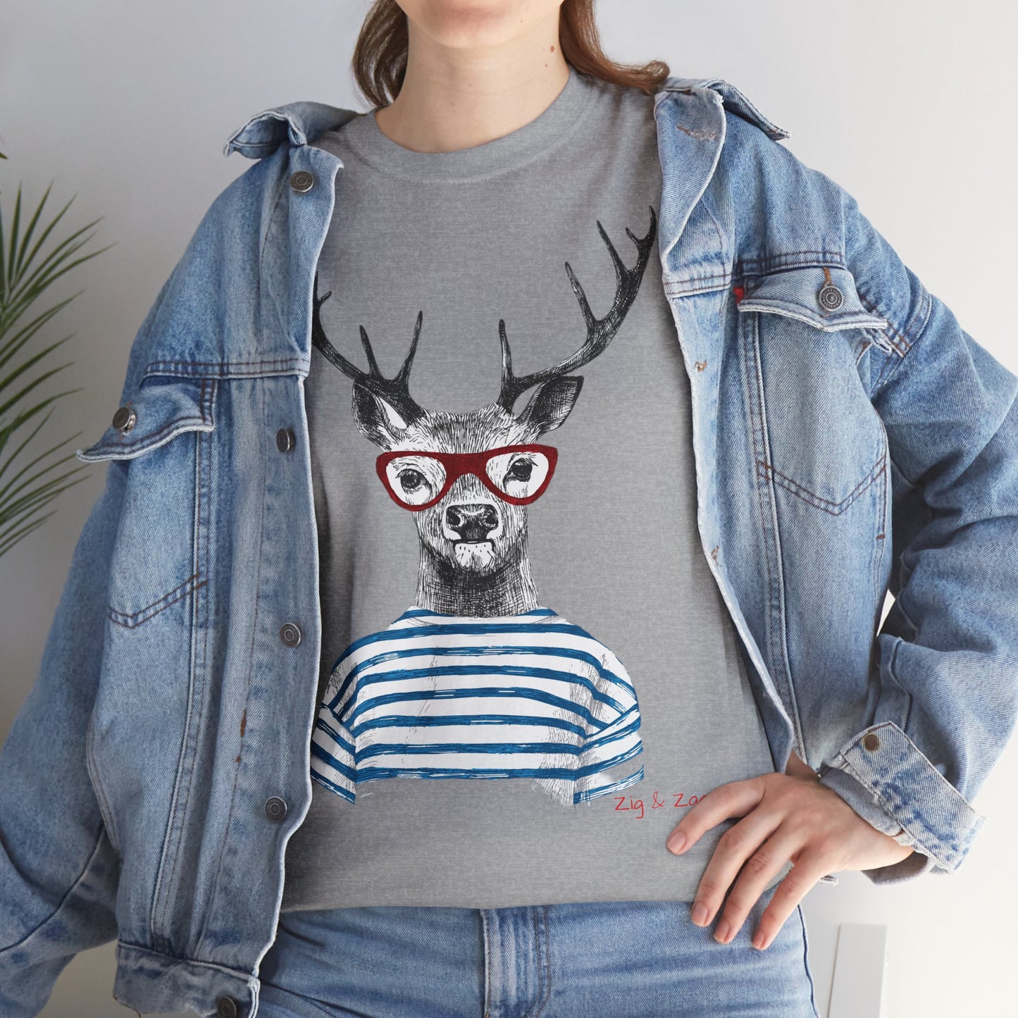 Wild & Free Stag Wearing Glasses Cotton Tee