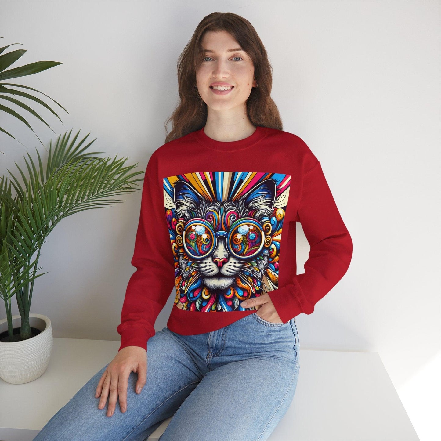 Cool Cat wearing Glasses Pop Art Unisex Sweatshirt