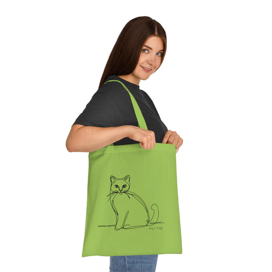 Line Art Cat Design Cotton Tote Bag