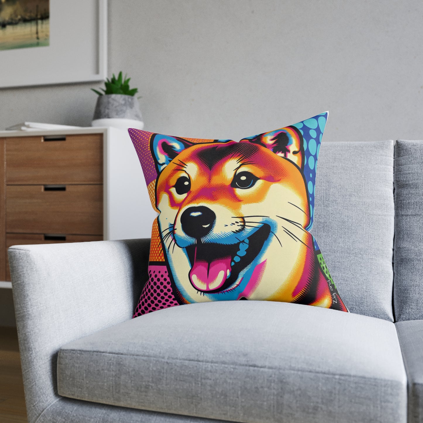 Shiba Dog Pop Art Square Cushion