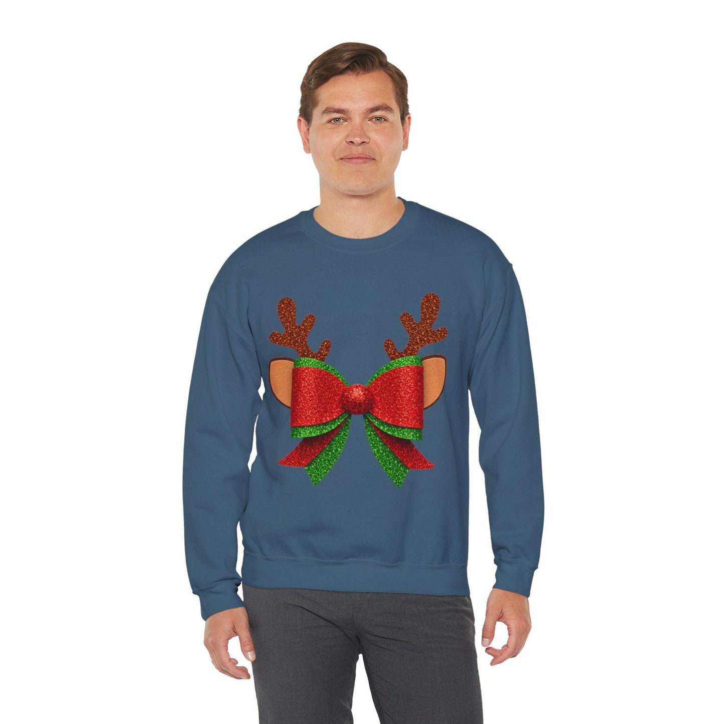 Christmas Reindeer Bow Unisex Sweatshirt