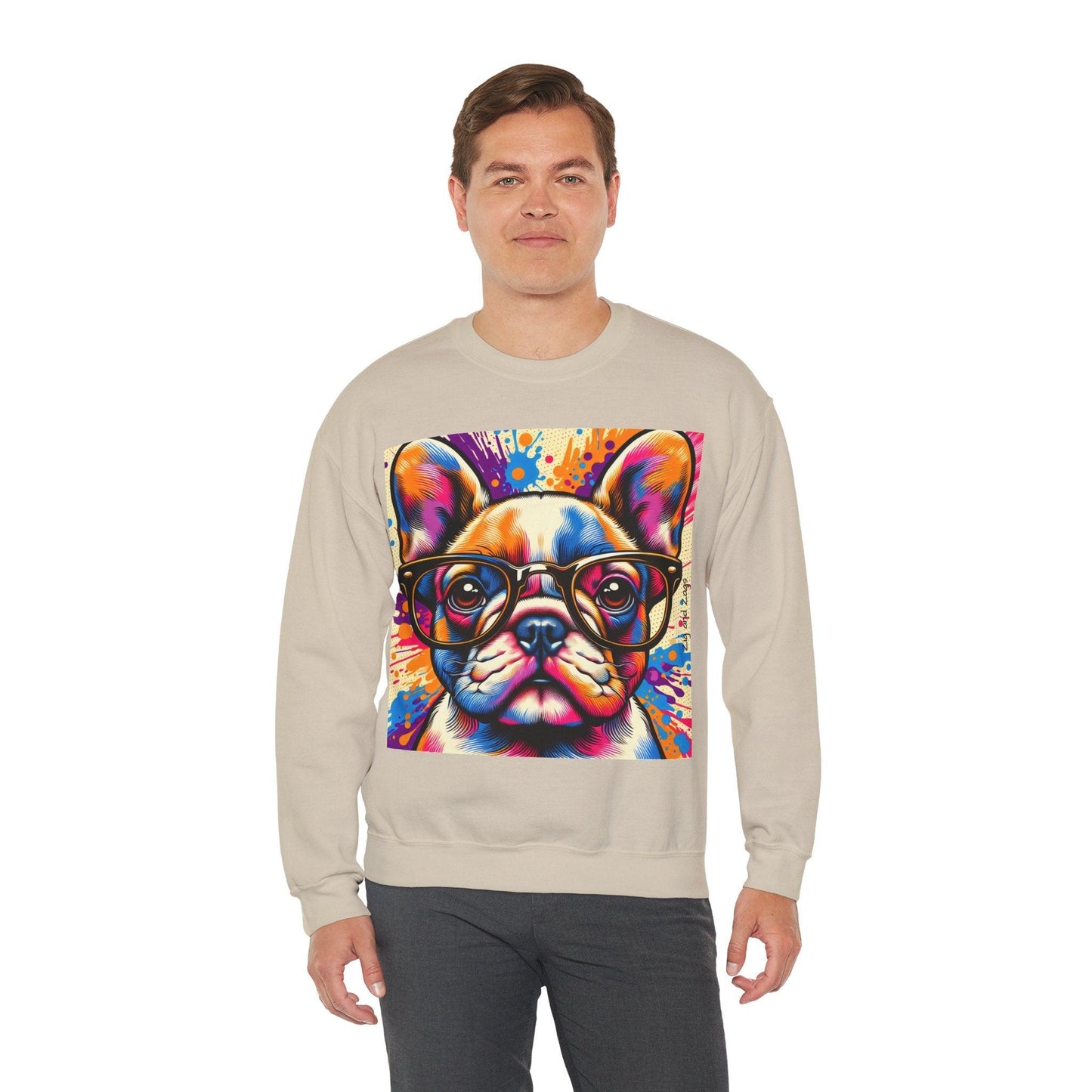 French Bulldog wearing Glasses Pop Art Unisex Sweatshirt