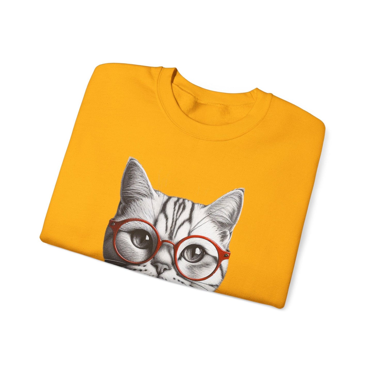 Cosy Cat wearing Glasses Unisex Heavy Blend Crewneck Sweatshirt