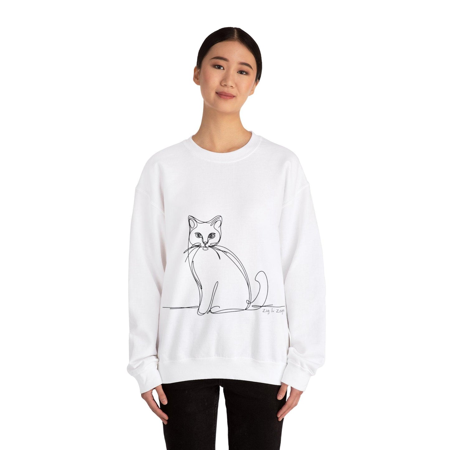 Line Art Cat Drawing Print Unisex Sweatshirt