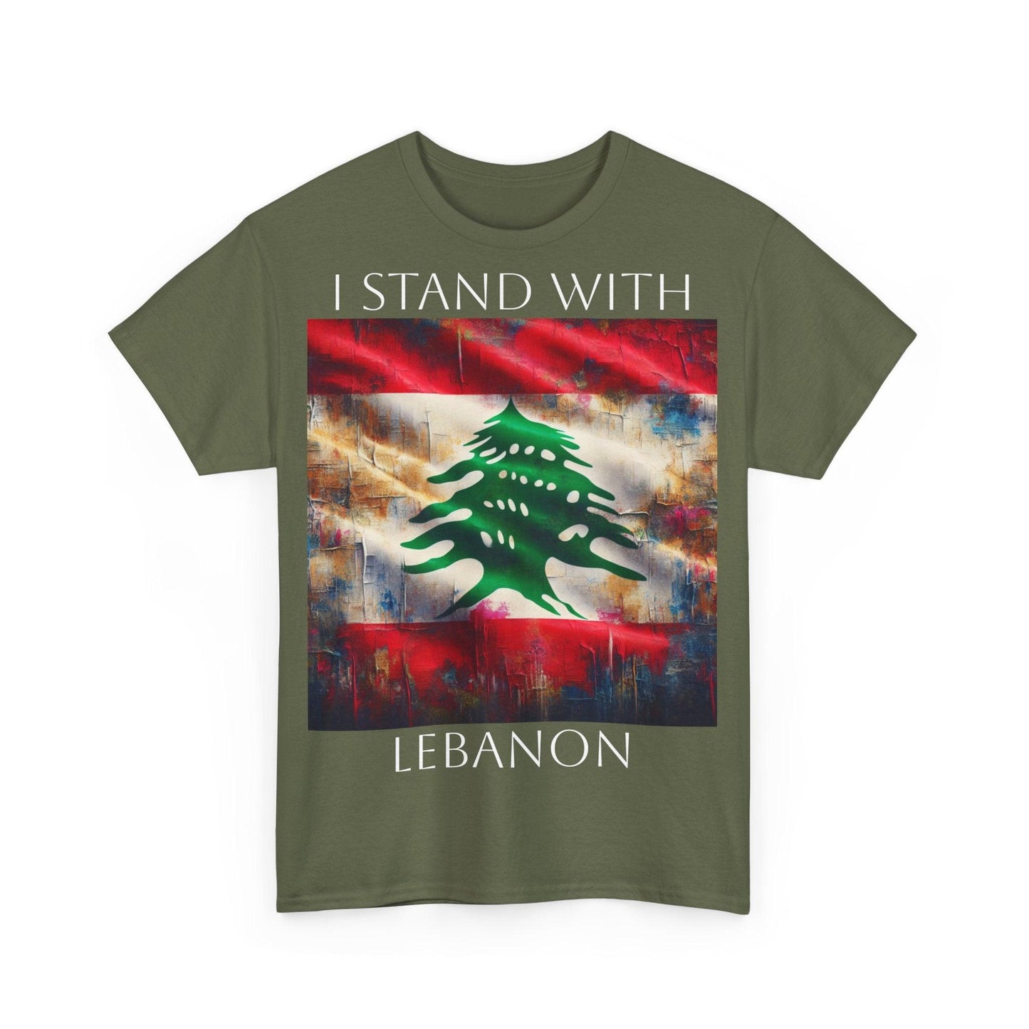 Lebanon Flag Heavy Cotton Tee - Lebanon Charity Donation