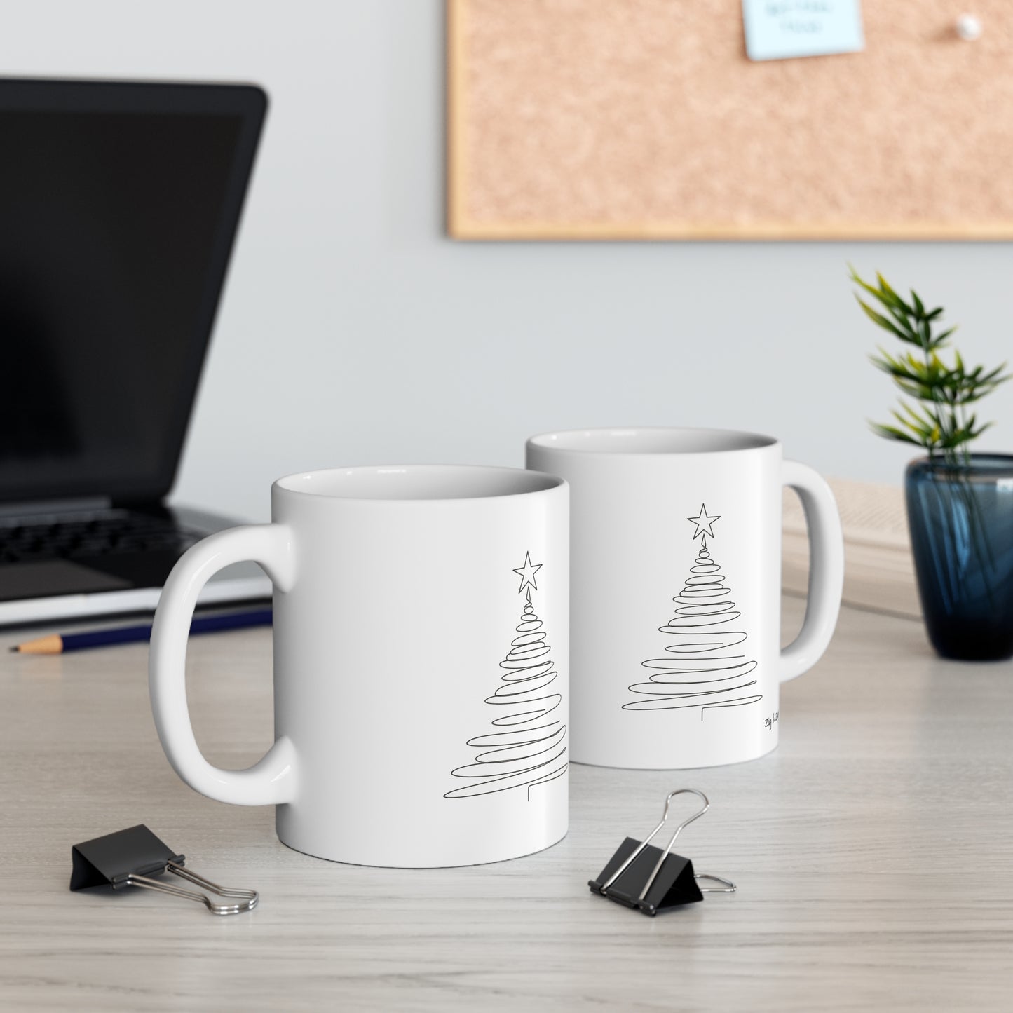 Line Art Christmas Tree Mug