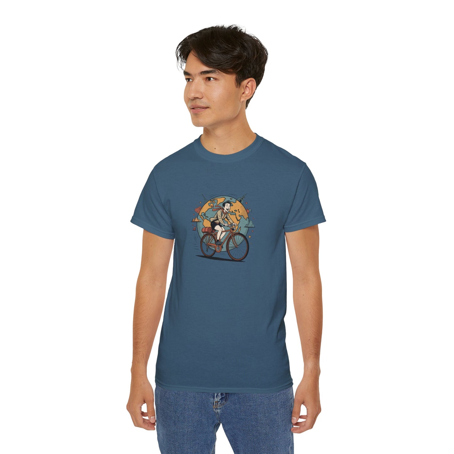 Earth Hugging Planet Graphic Tee — Cute Planet with Orbiting Ring