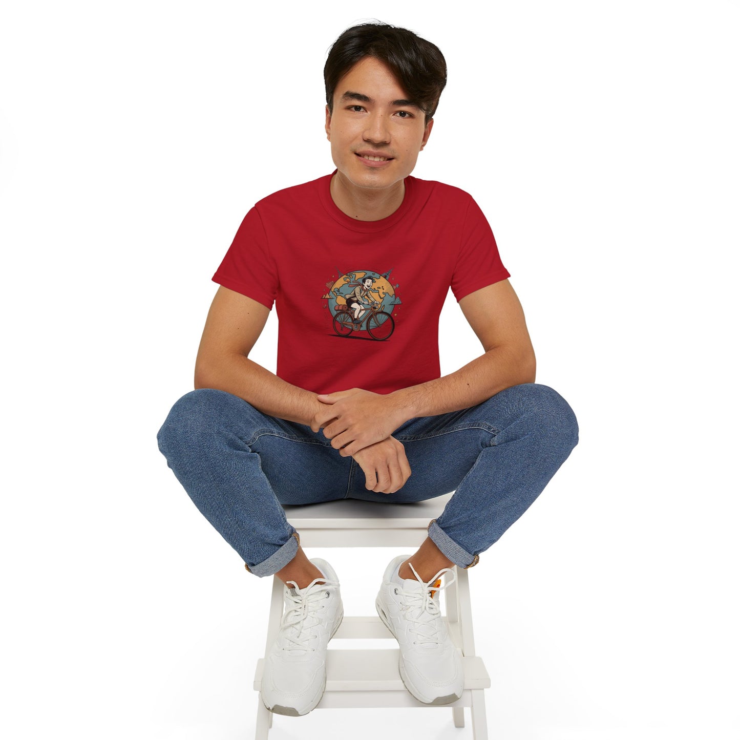 Earth Hugging Planet Graphic Tee — Cute Planet with Orbiting Ring