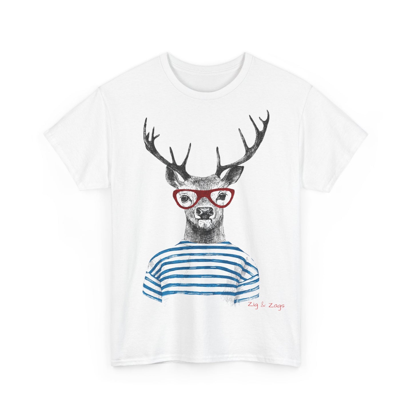 Wild & Free Stag Wearing Glasses Cotton Tee