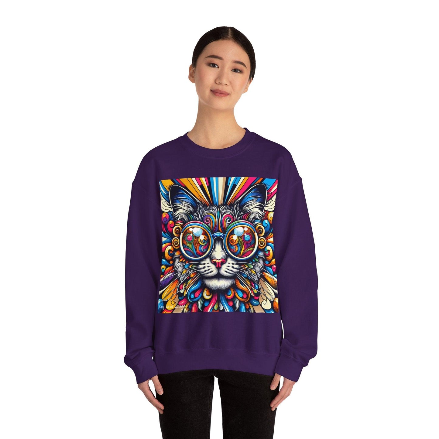 Cool Cat wearing Glasses Pop Art Unisex Sweatshirt