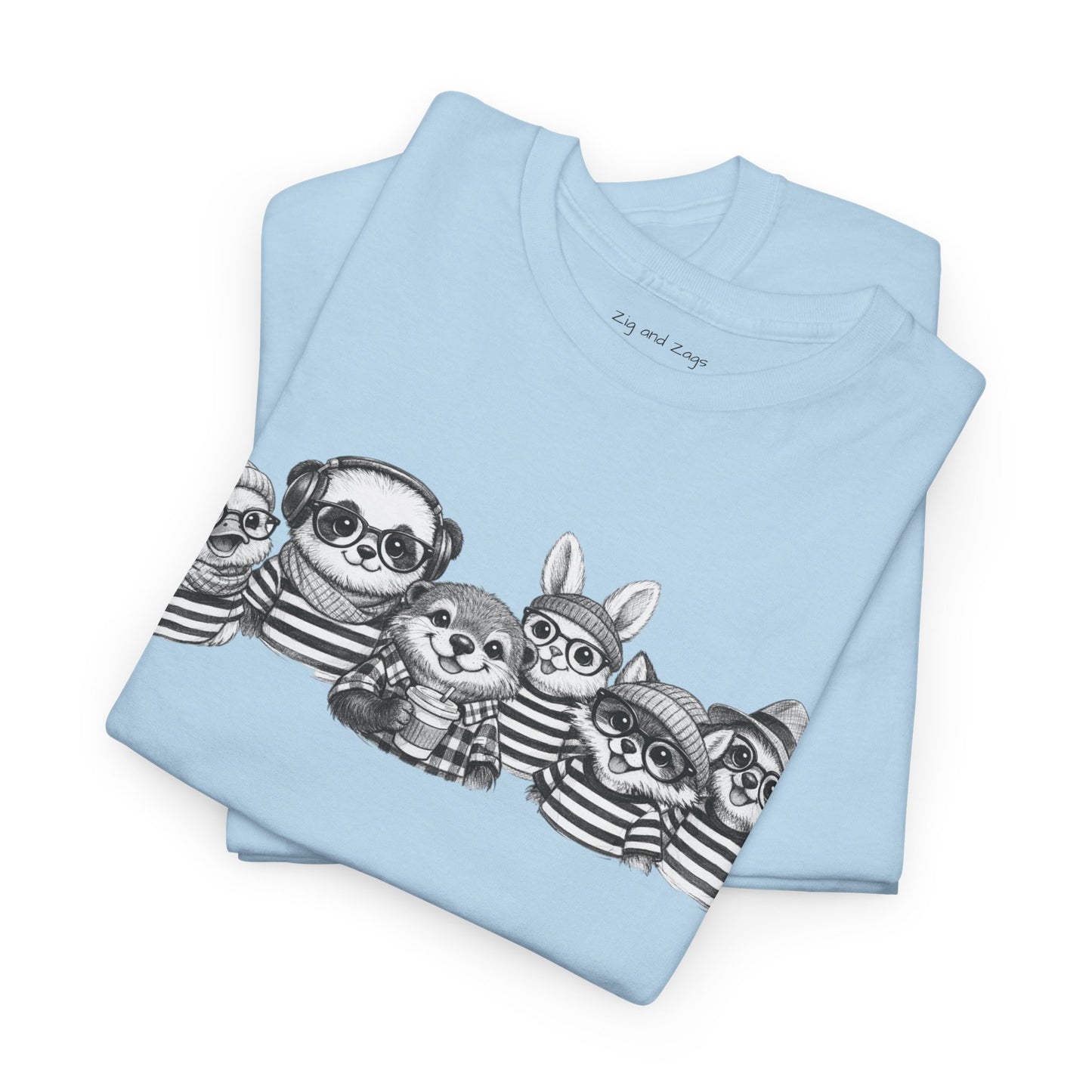 Hipster Animal Graphic Tee | Fun Unisex Cotton T‑Shirt | Zig and Zags