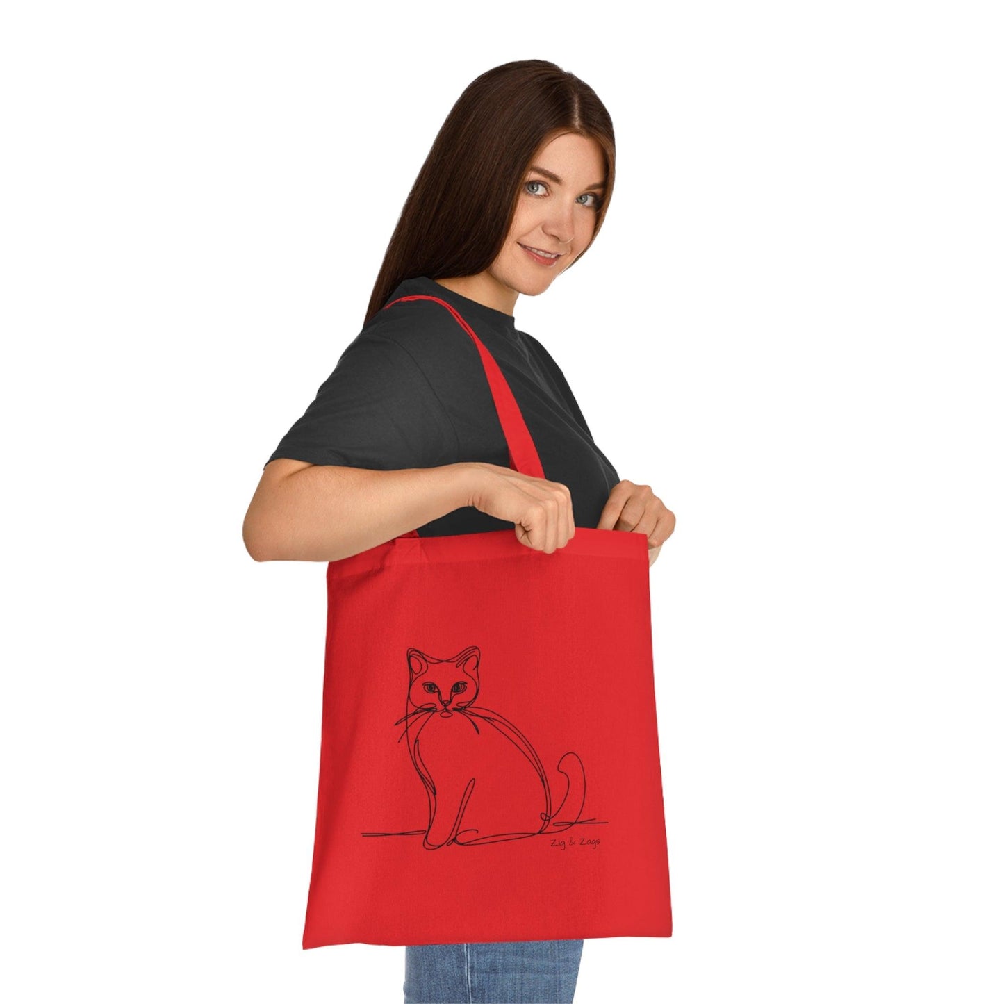 Line Art Cat Design Cotton Tote Bag