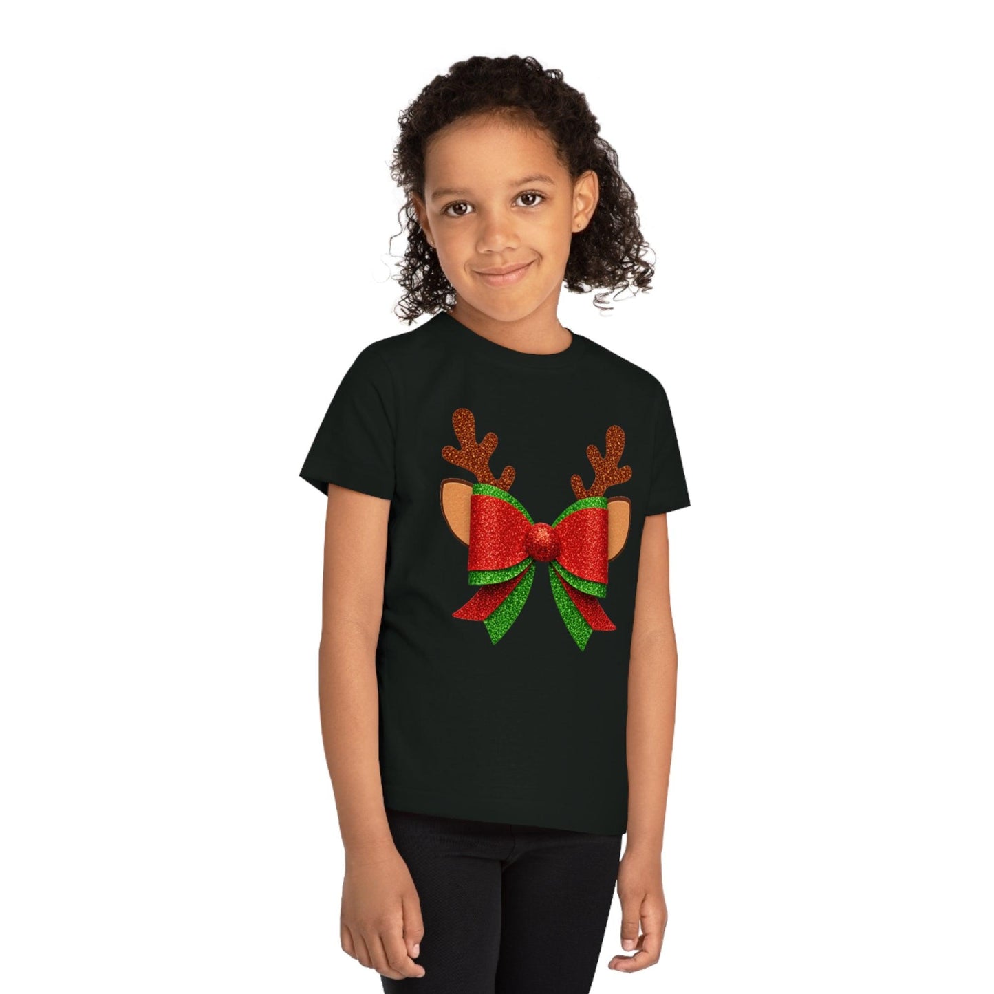 Christmas Bow Reindeer Kids T-Shirt