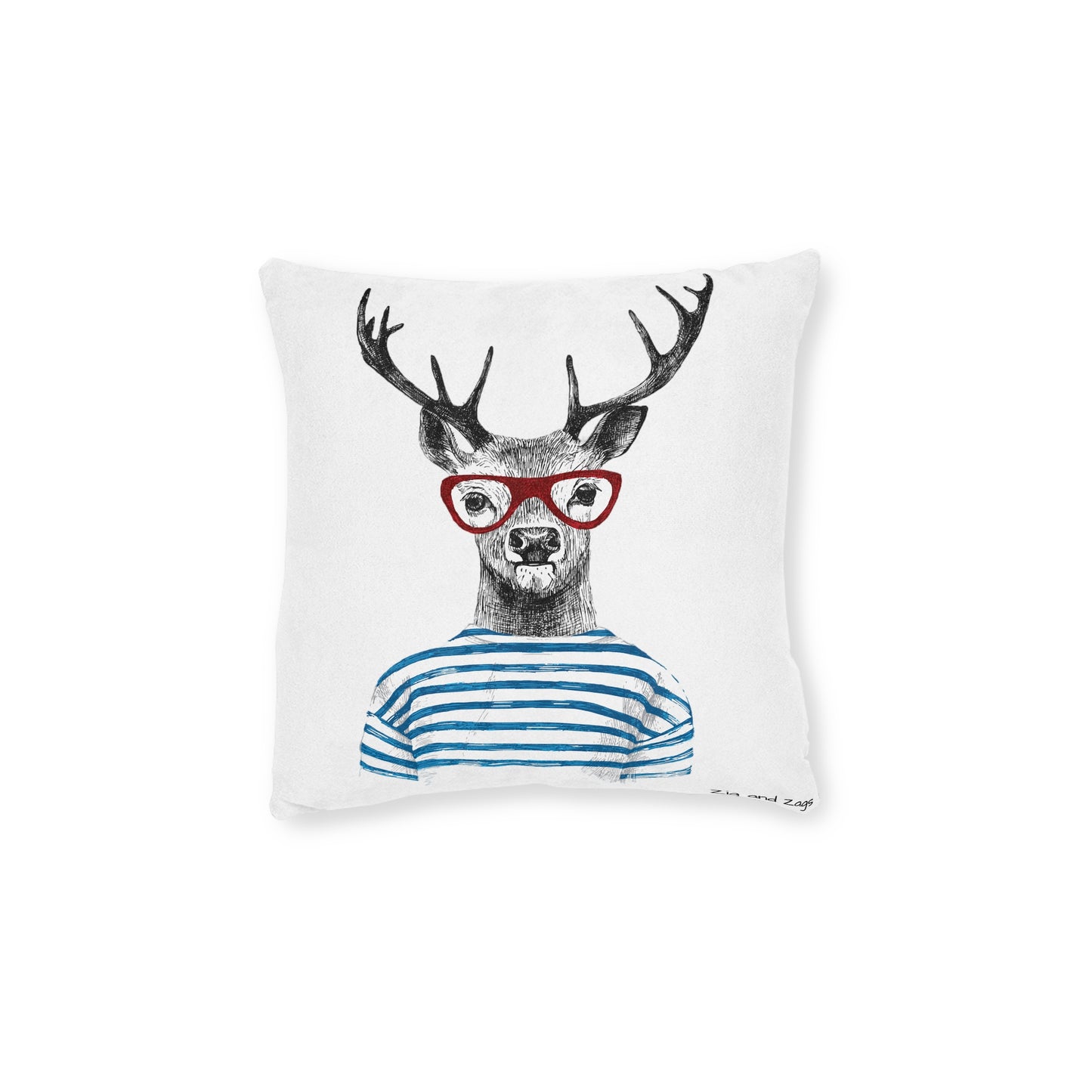 Wild & Free Stag Wearing Glasses Square Cushion