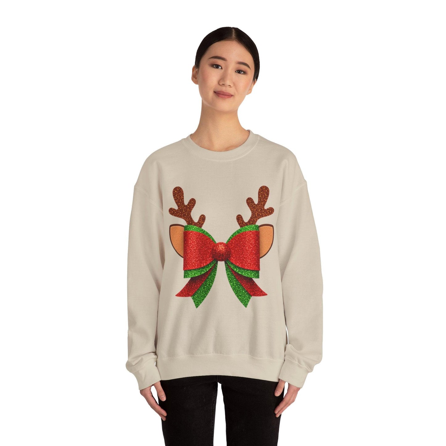 Christmas Reindeer Bow Unisex Sweatshirt