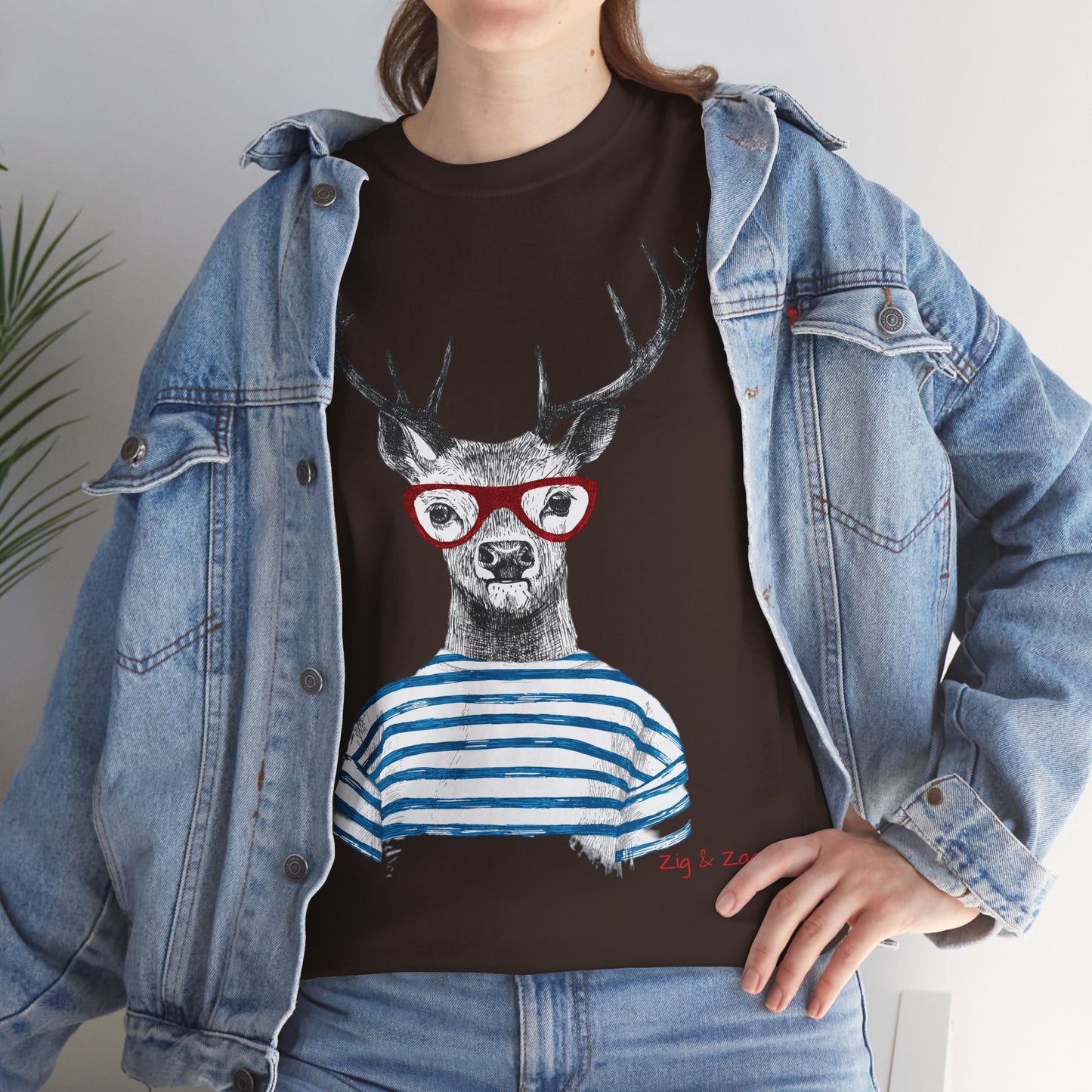 Wild & Free Stag Wearing Glasses Cotton Tee